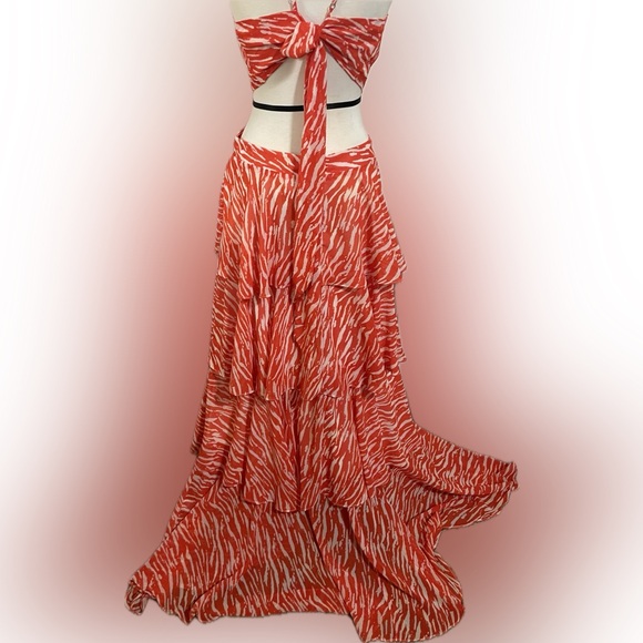 Fashion Nova Orange Tiered Maxi dress - Picture 4 of 9